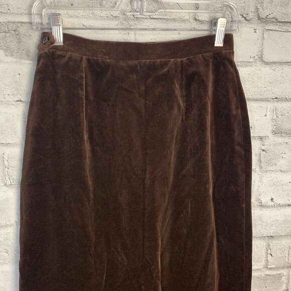 Vintage Union Made Chocolate Brown Velvet Maxi Pencil Skirt - Picture 6 of 13